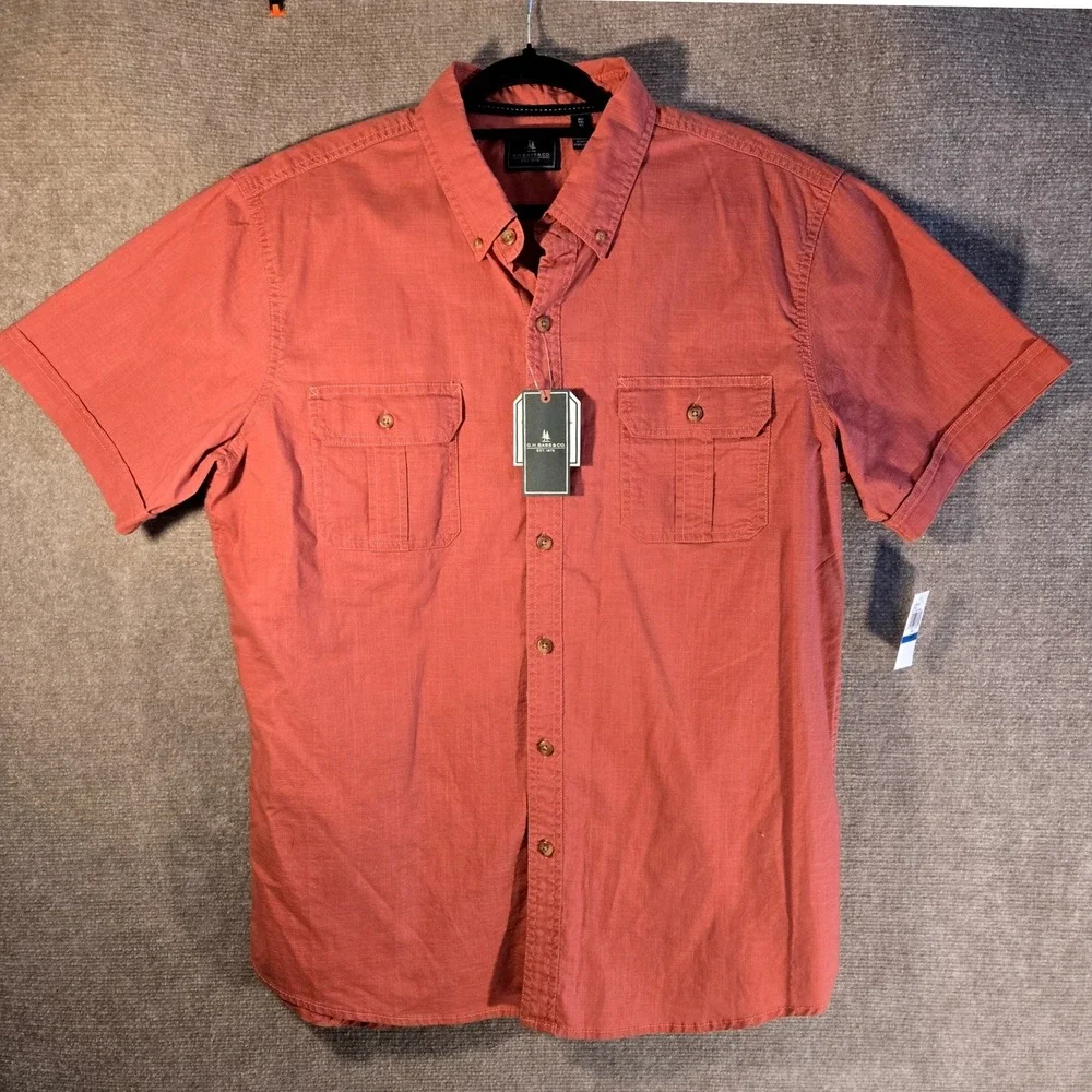 GH Bass Shirt Mens XL Red Short Sleeves Lightweight Button‎ Up NWT